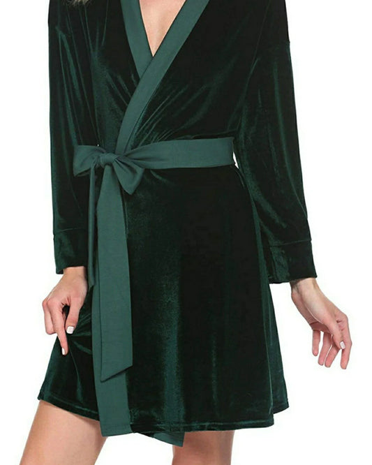 Emerald Velvet Solid Robe | Gown