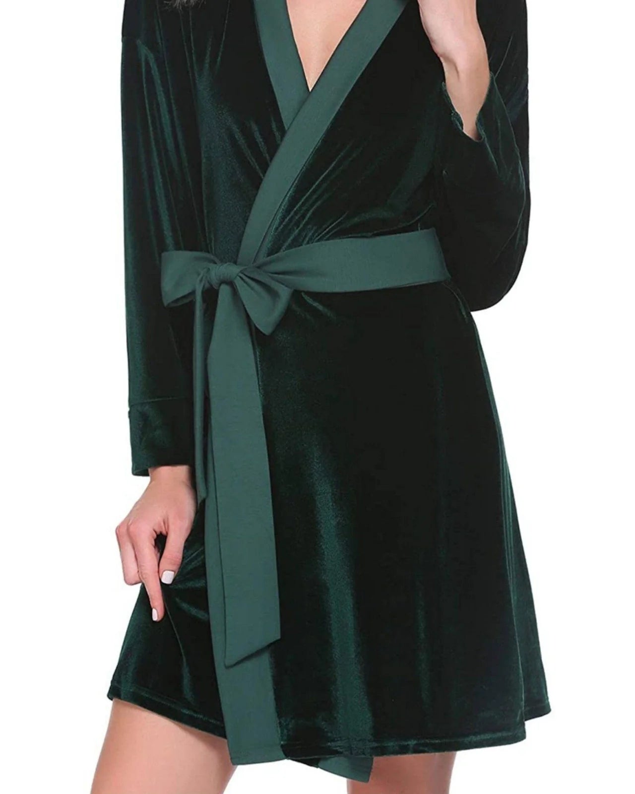 Emerald Velvet Solid Robe | Gown