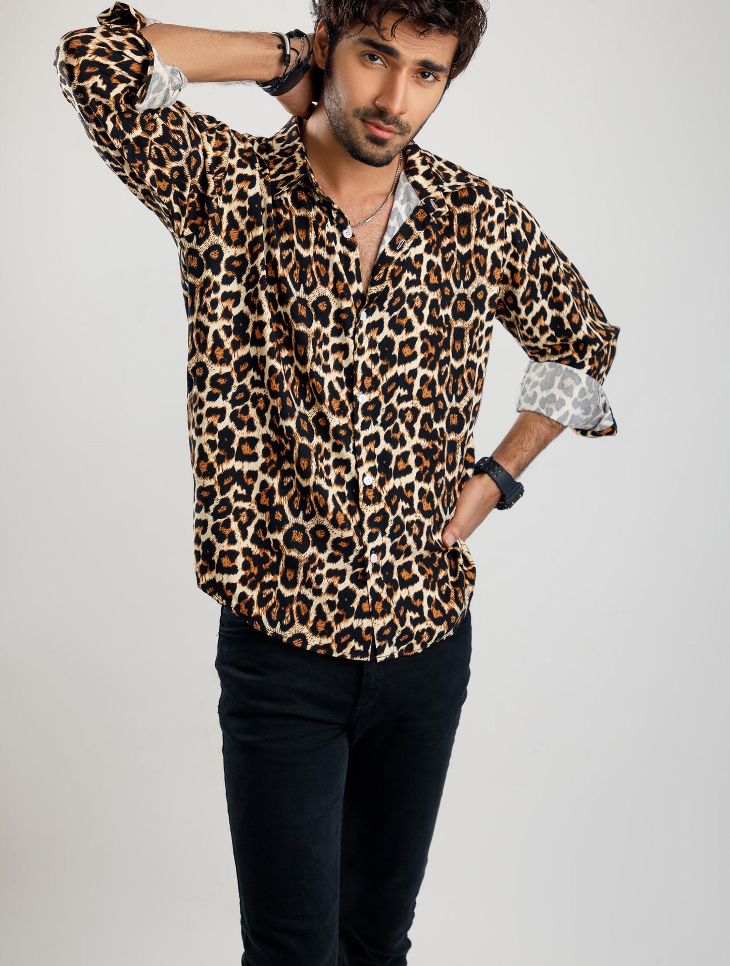 Cheetah Printed Linen Boski Shirt