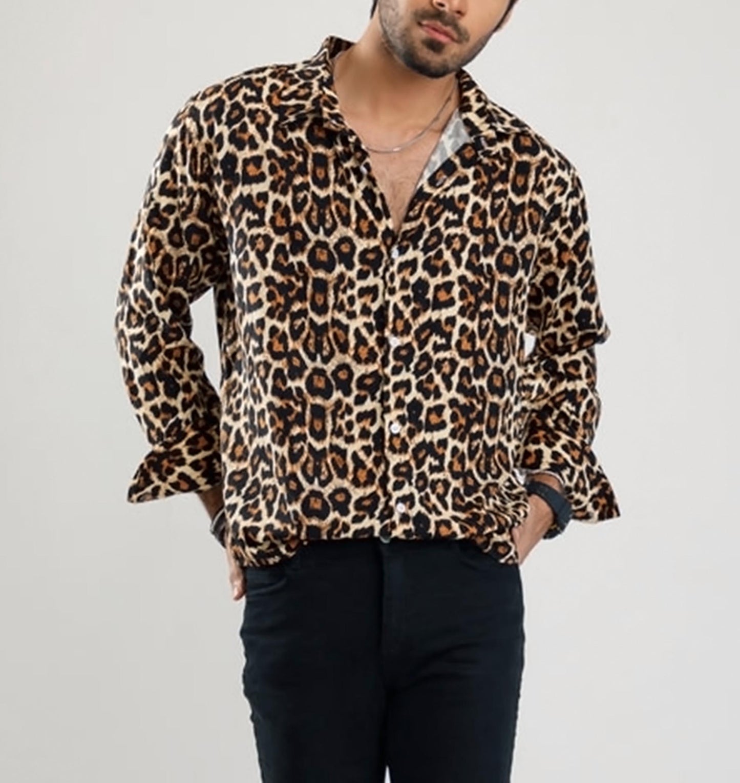 Cheetah Printed Linen Boski Shirt