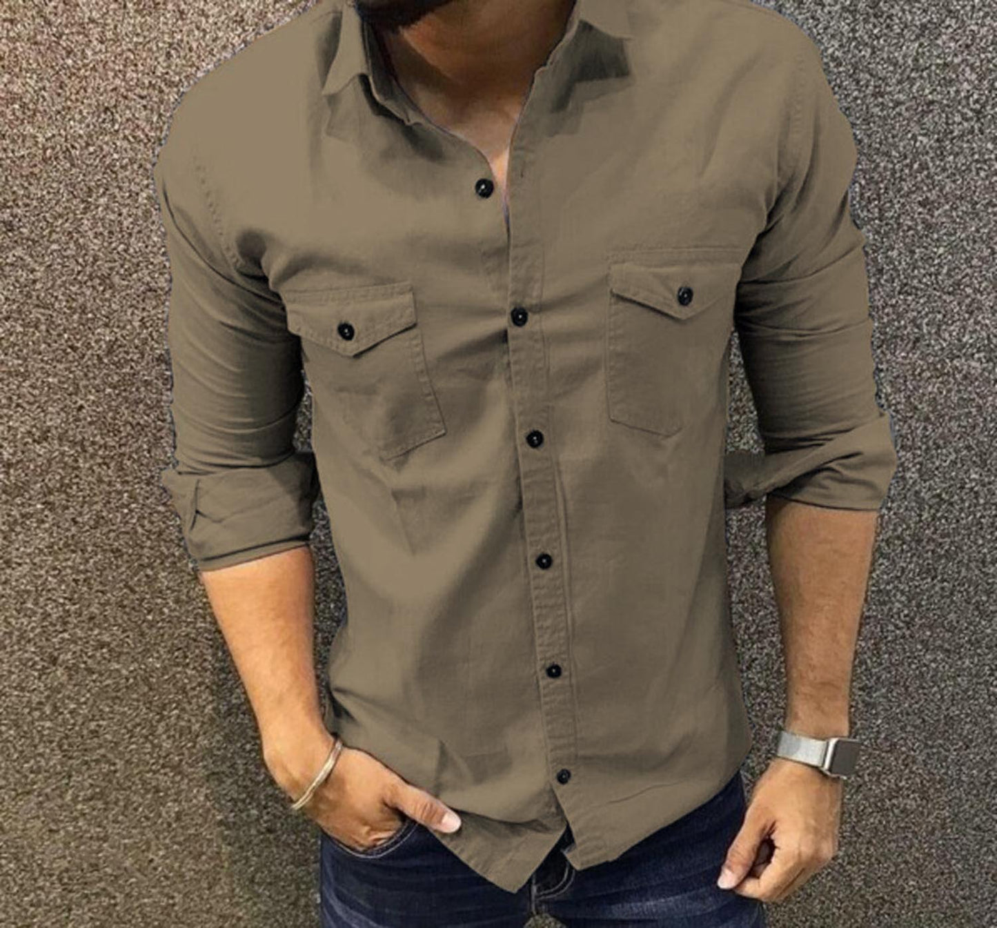 Cotton Fabric Double Pocket Shirt