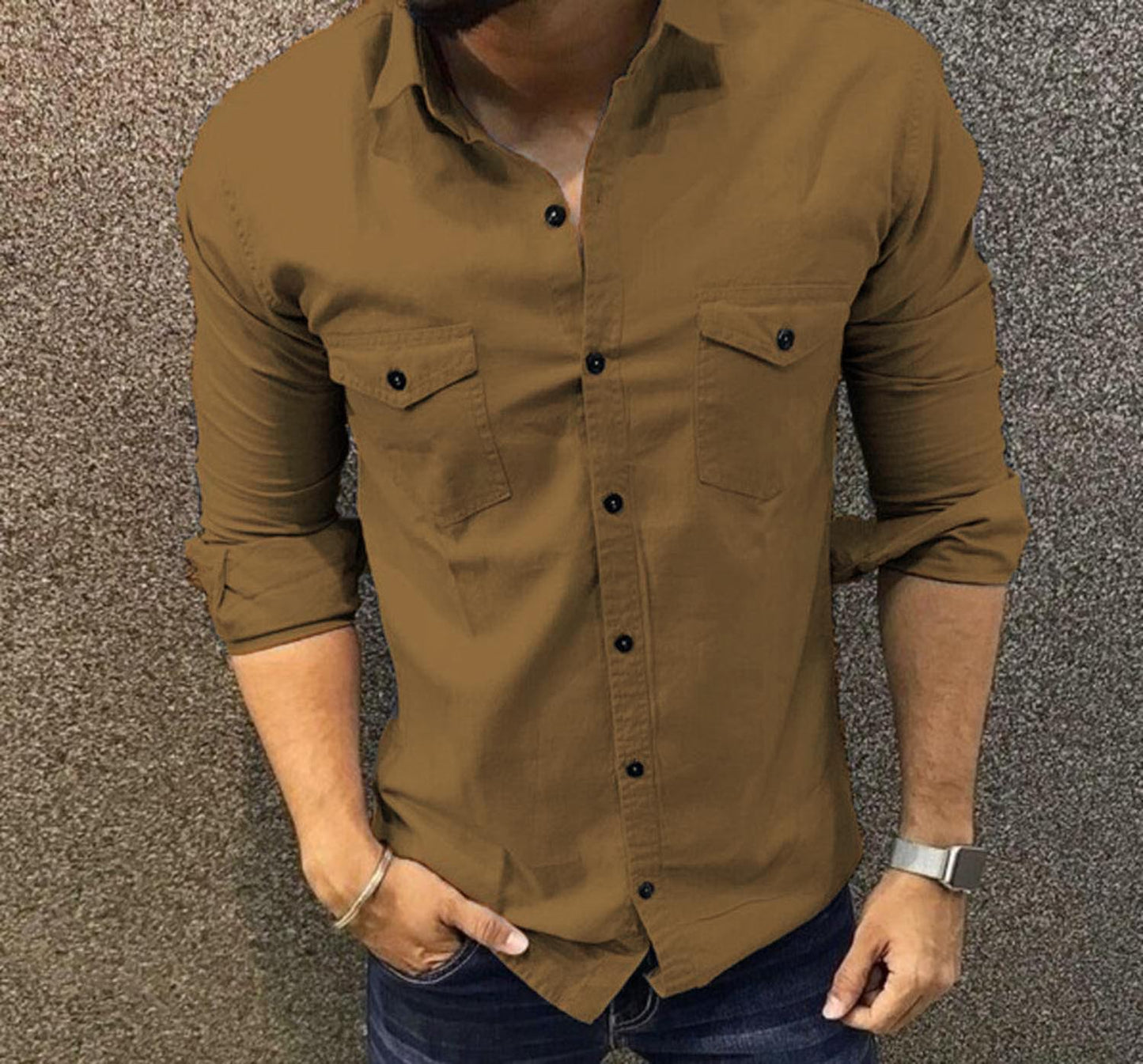 Cotton Fabric Double Pocket Shirt