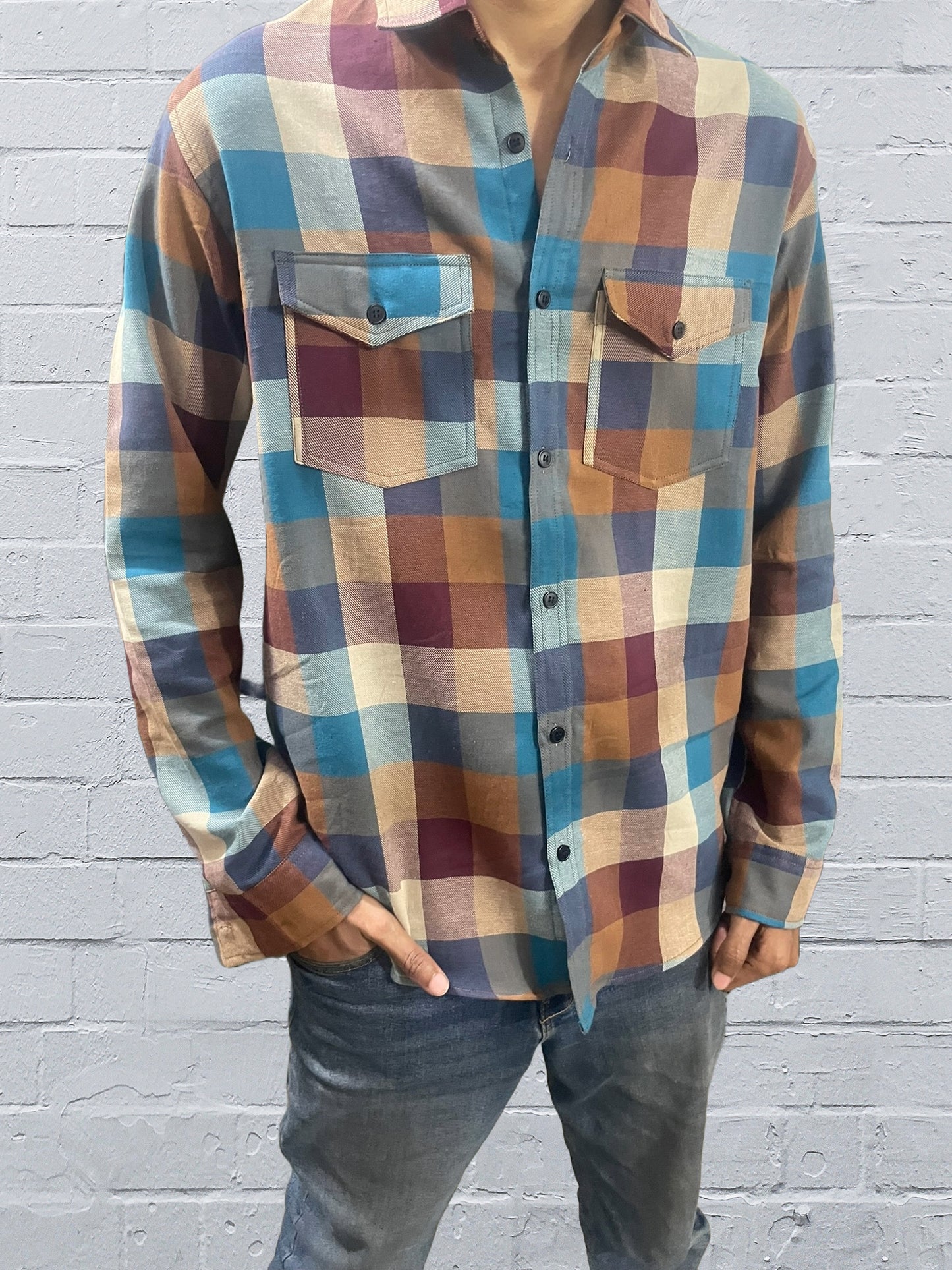 Double Pocket Check Shirt for Men - A501