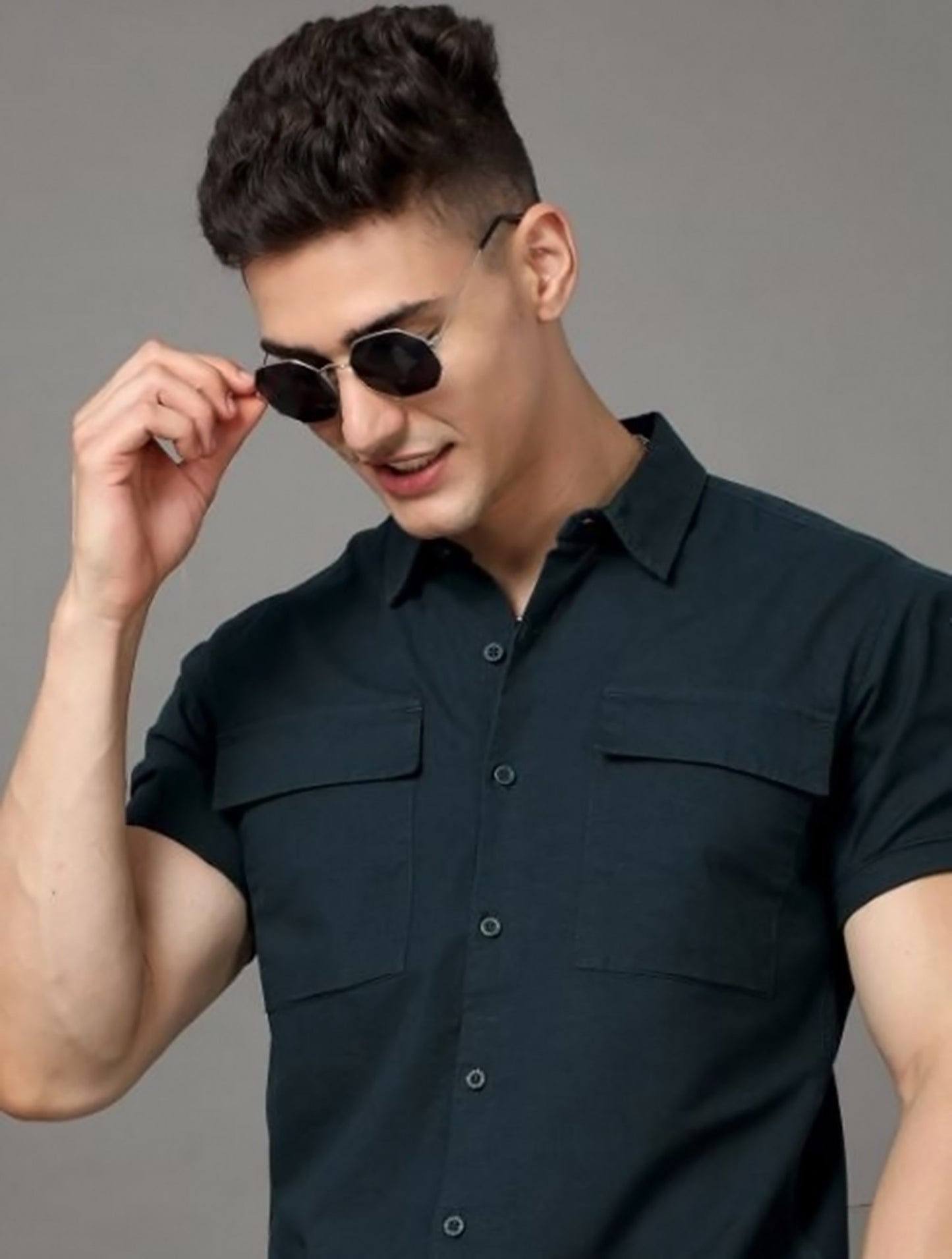 Half Sleeves Turkish Green Double Pocket Premium Quality Shirt