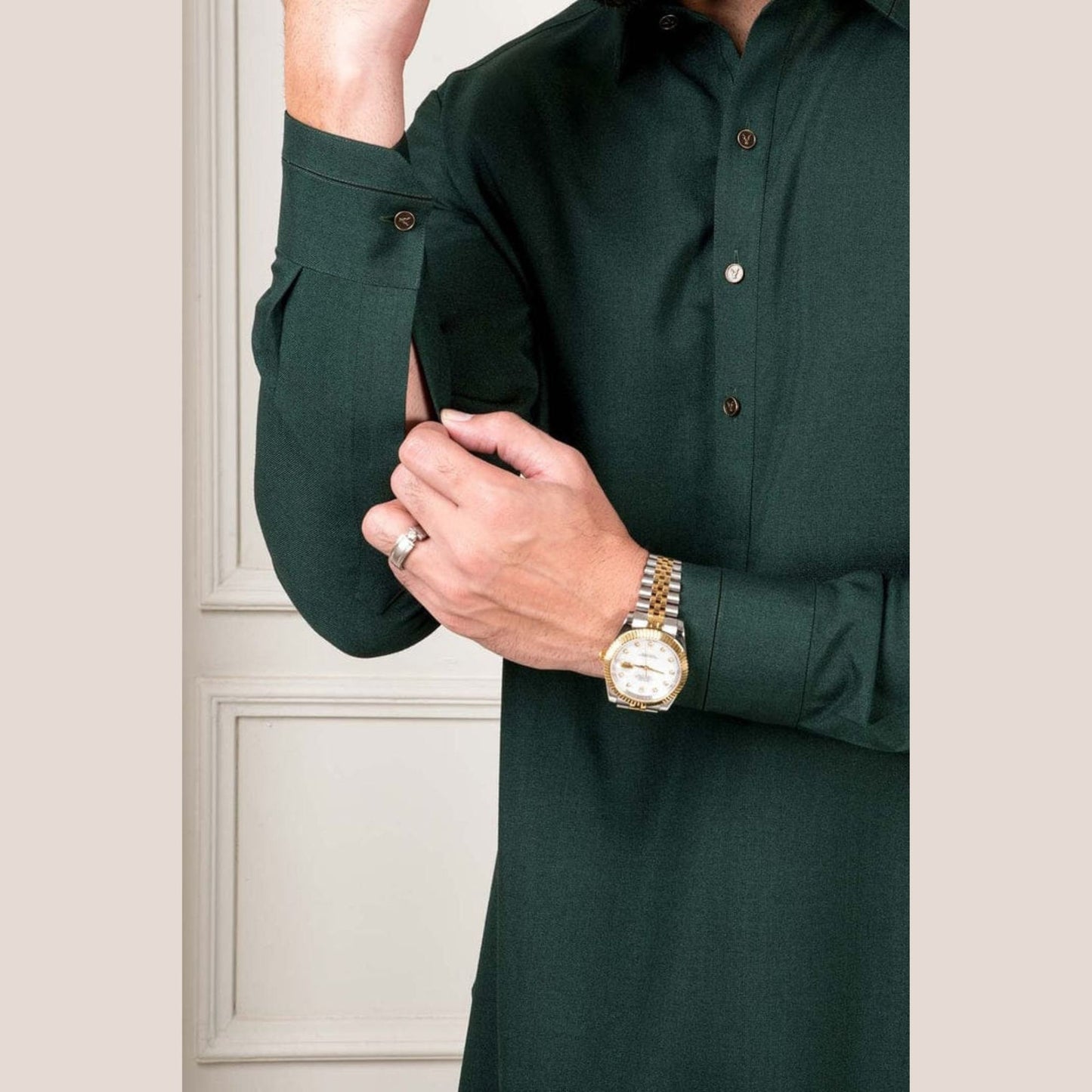 Bottle Green Mens Shalwar Kameez