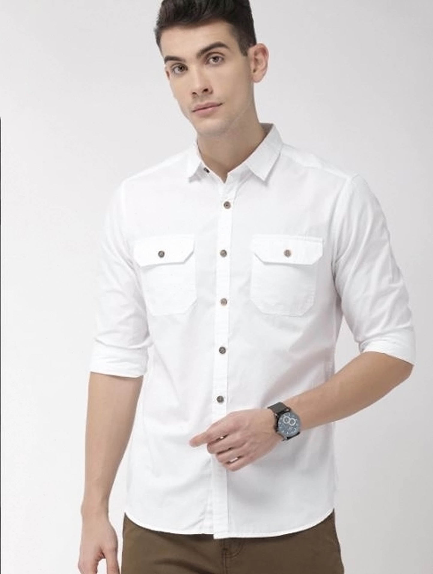 White Double Pocket Shirt  - Code # W128