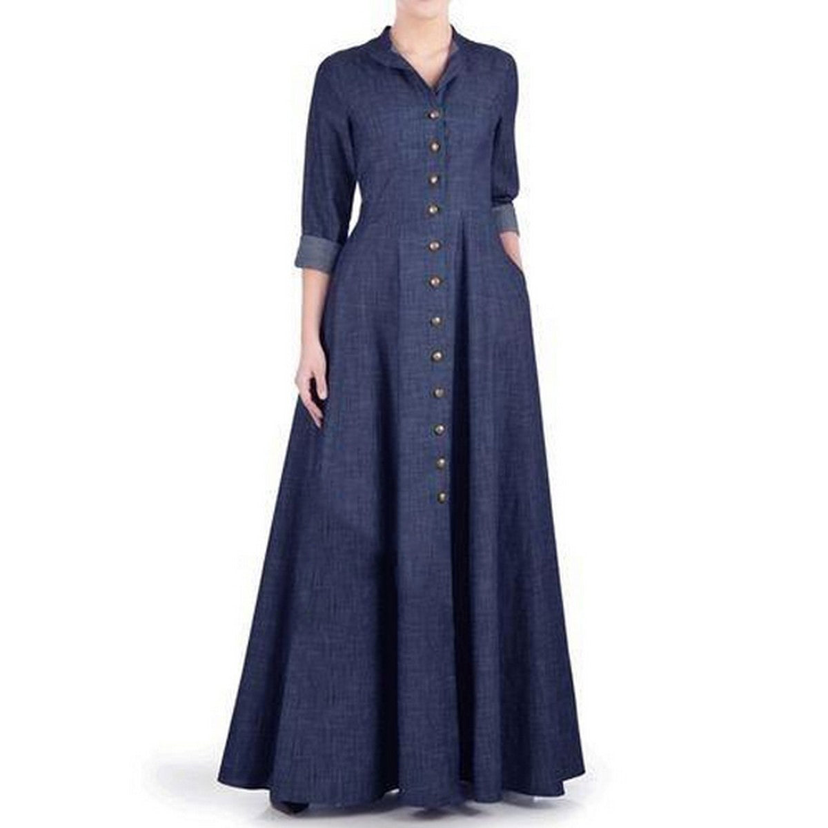 Maxi Style Denim Plain Abaya for women